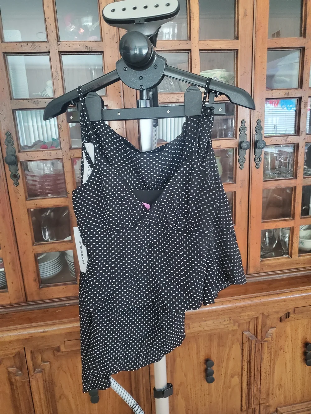 Black Polka Dot Asymmetric Midi Skirt Set  Size 4